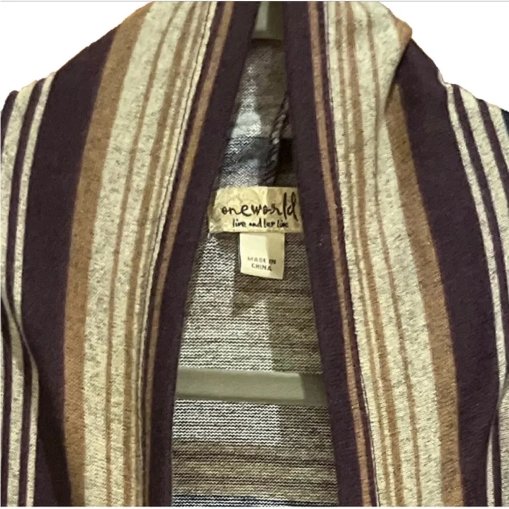 One World Striped Open Cardigan - Picture 3 of 6